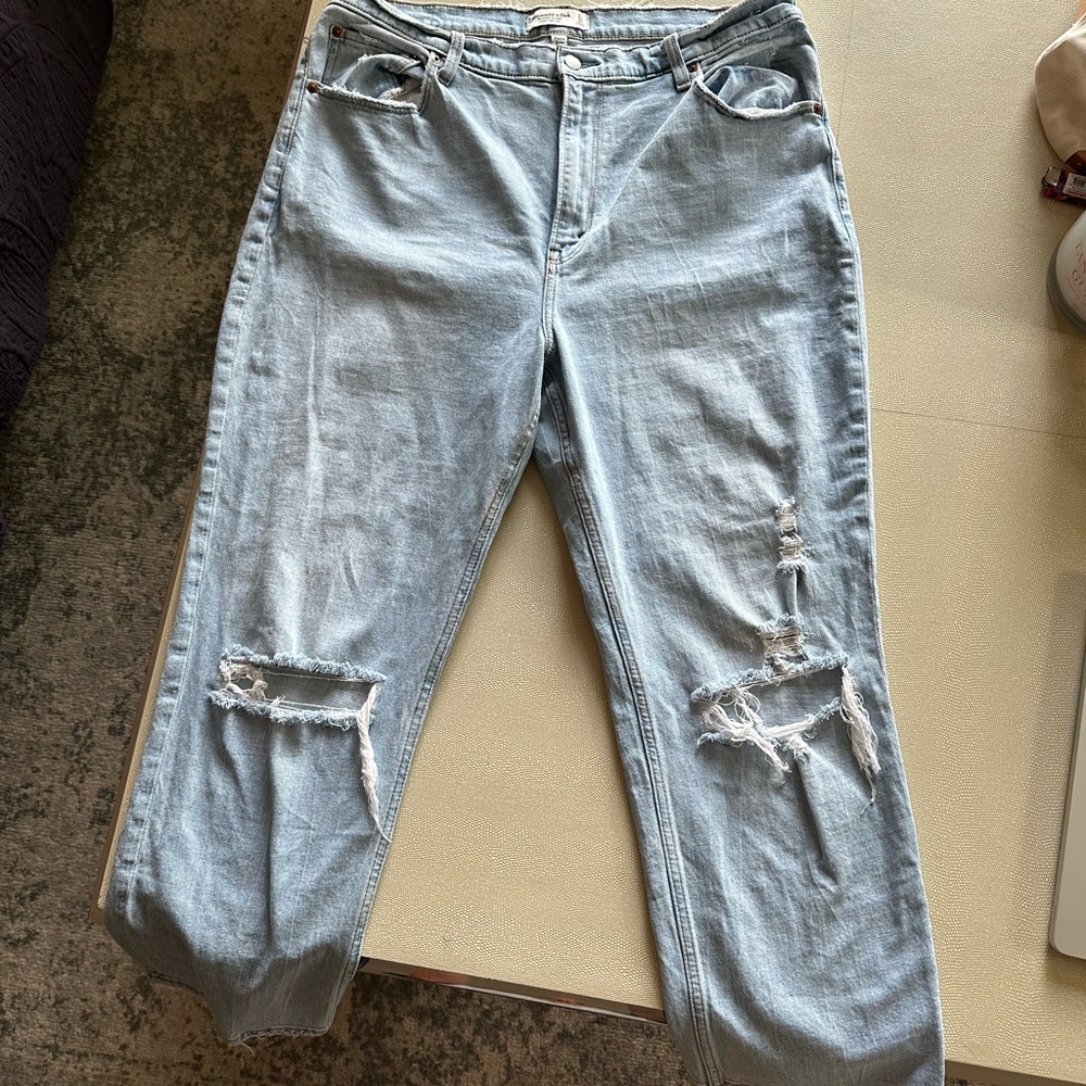 Abercrombie & Fitch Light Wash Ripped Boyfriend Jeans